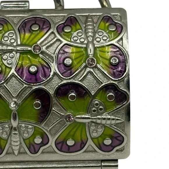 Neiman Marcus Butterfly Metal Purse Keychain Fob Pill Trinket Box Judith Leiber - Picture 11 of 16